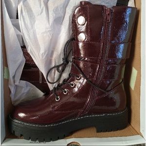 SO® Bookcase Platform Combat Boots BURGUNDY 10